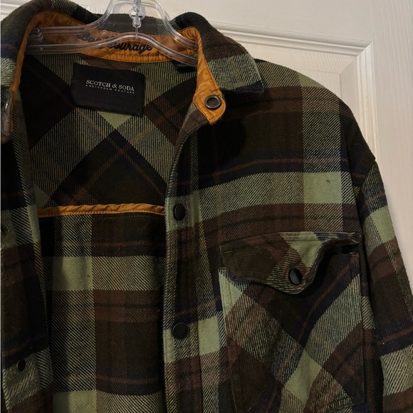 Scotch & Soda Green and Brown Lightweight Shirt Jacket - Picture 3 of 4